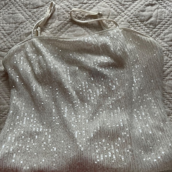 Lulus Truly Sensational White Sequin Feather Sleeveless Mini Dress - Picture 8 of 16